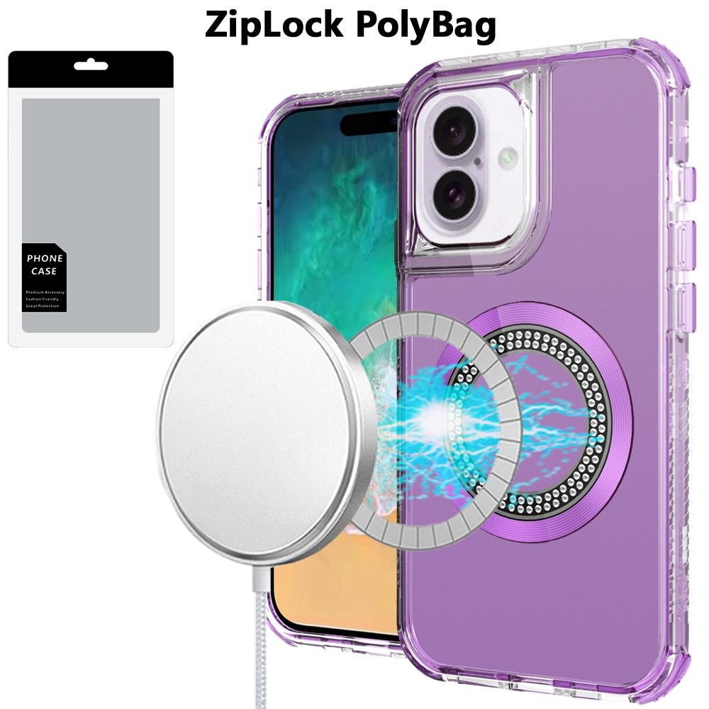iPhone 16 Plus 6.7" Bling Chrome 3-in-1 Hybrid Case | Magnetic Ring Stand with Glitter Accents & Shockproof Protection, photo 5 of 6