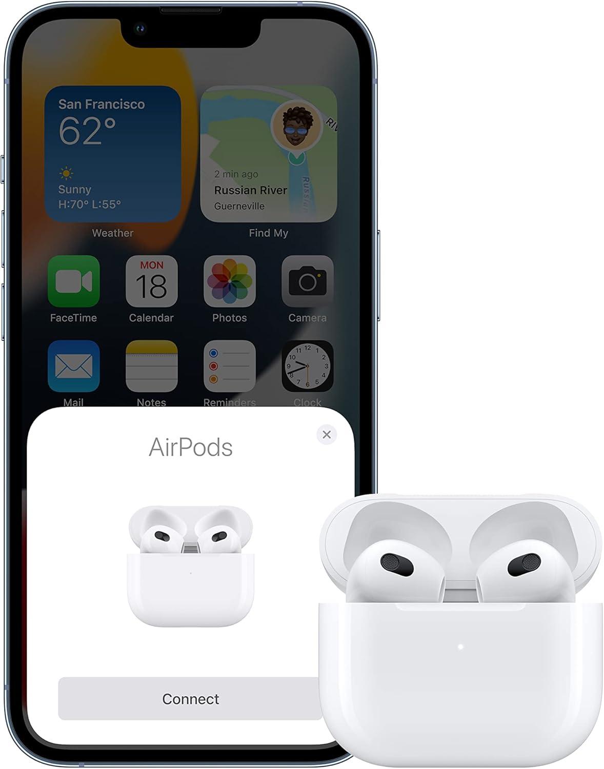AirPods (3rd Generation) Wireless Ear Buds, Bluetooth Headphones, Personalized Spatial Audio, Sweat and Water Resistant, Lightning Charging Case Included, Up to 30 Hours of Battery Life, photo 5 of 6