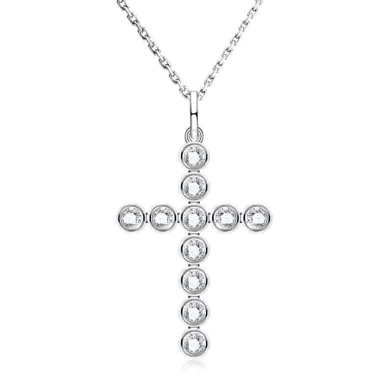 Sterling Silver Cross Pendant Moissanite 4.0mm Necklace 45+2+3cm D Color VVS1