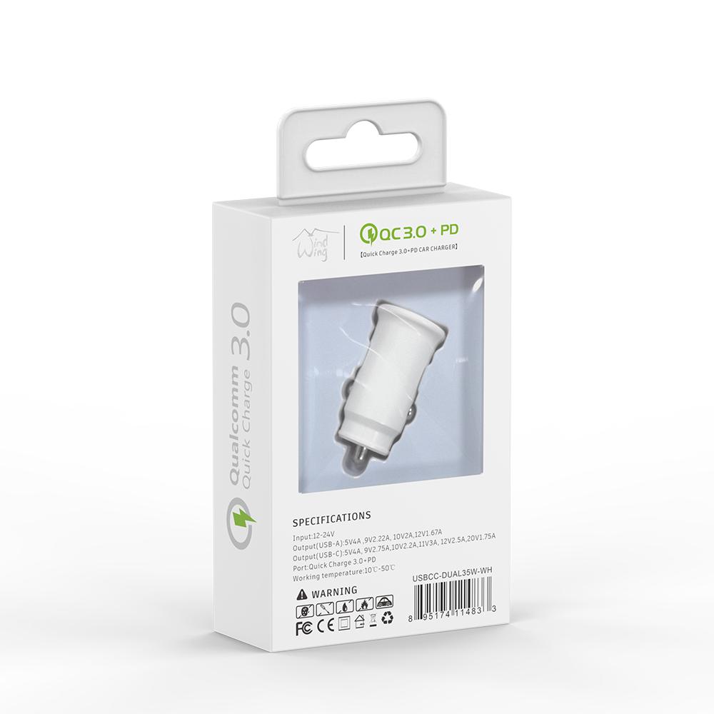 TYPE-C AND USB CAR CHARGER 35W in White, photo 2 of 2