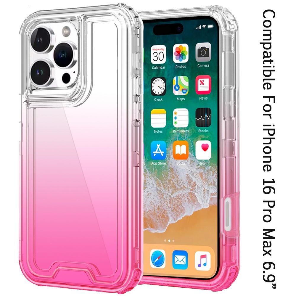 iPhone 16 Pro Max 6.9-Inch 3-in-1 Two-Tone Transparent Hybrid Case – Shockproof Dual-Layer Protective Cover with Clear Back & Color-Accented Bumper, photo 4 of 7