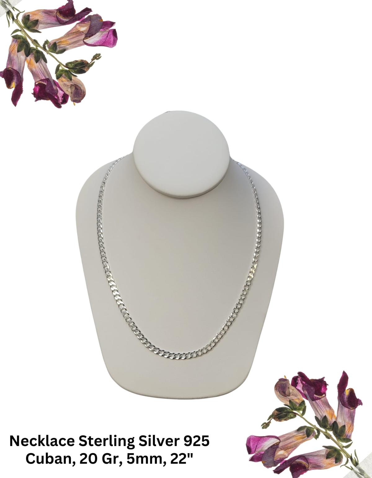 Necklace Sterling Silver 925 Cuban,20 Gr, 5mm, 22"