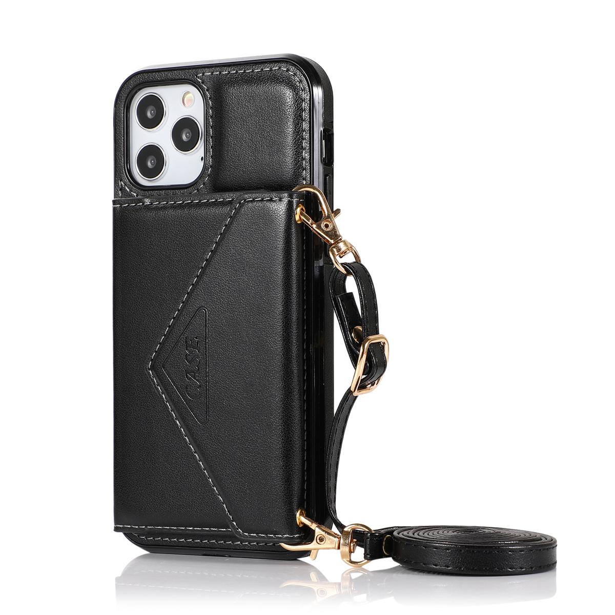 iPhone 15 ELEGANT Wallet Case ID Money Holder Case Cover - Black