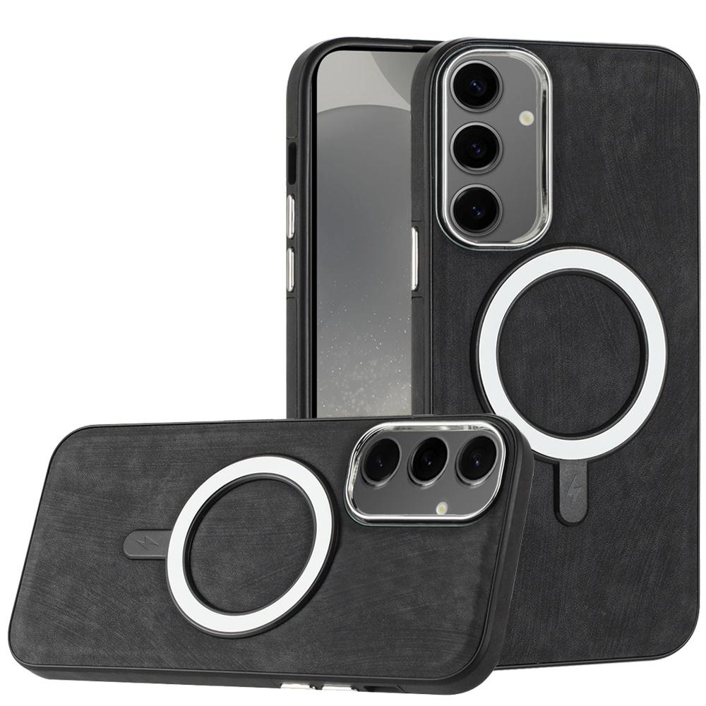 Samsung Galaxy s24 Fashion PU Vegan Chrome Edged Case Cover - Black, photo 2 of 3