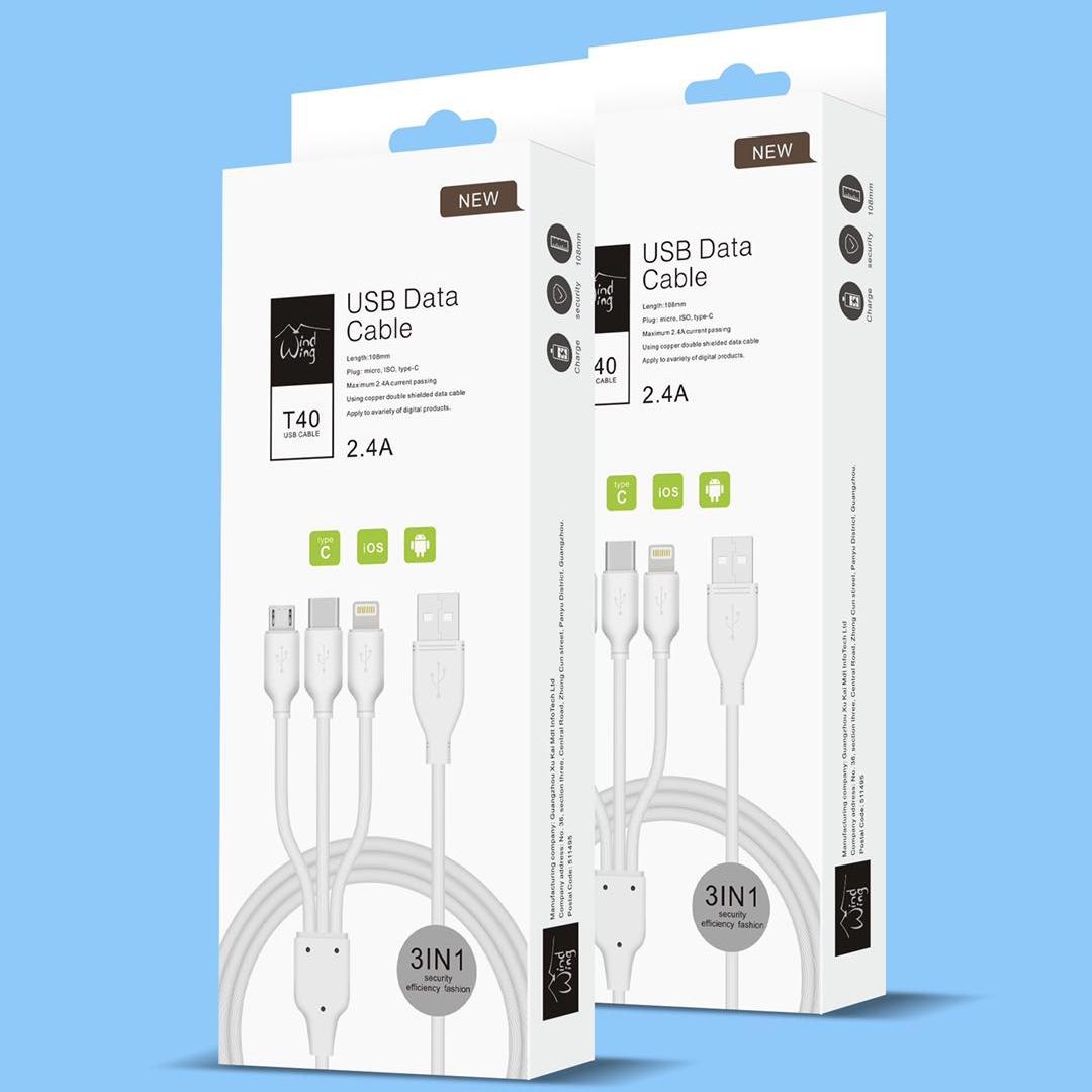 Multi 3 in 1 Fast Charger Charging Cable Cord Micro USB/8 Pin Port/Type C, photo 2 of 3