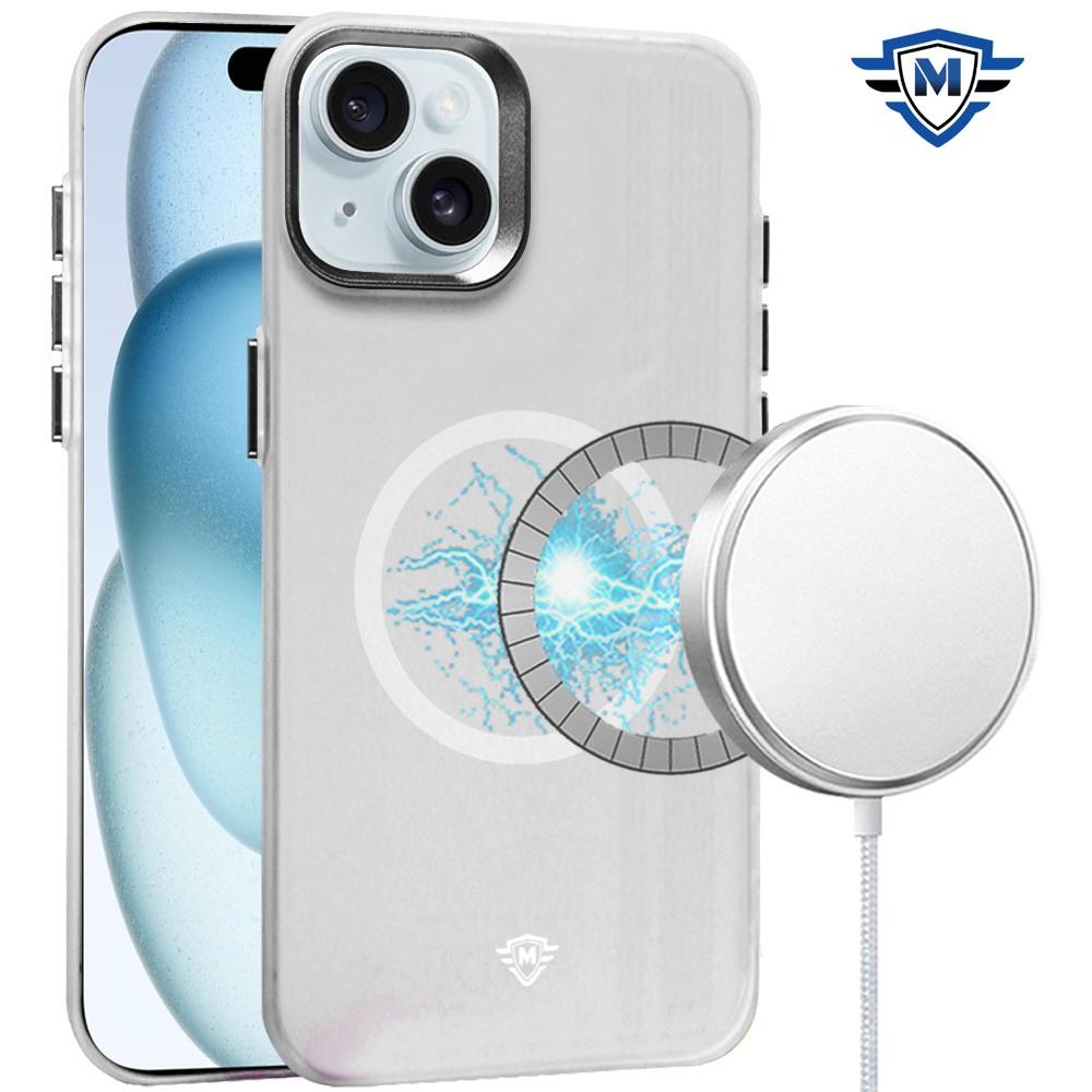 iPhone 15 METKASE Matte Finish [Magnetic Circle] Premium Raised Camera Edge Hybrid - Clear
