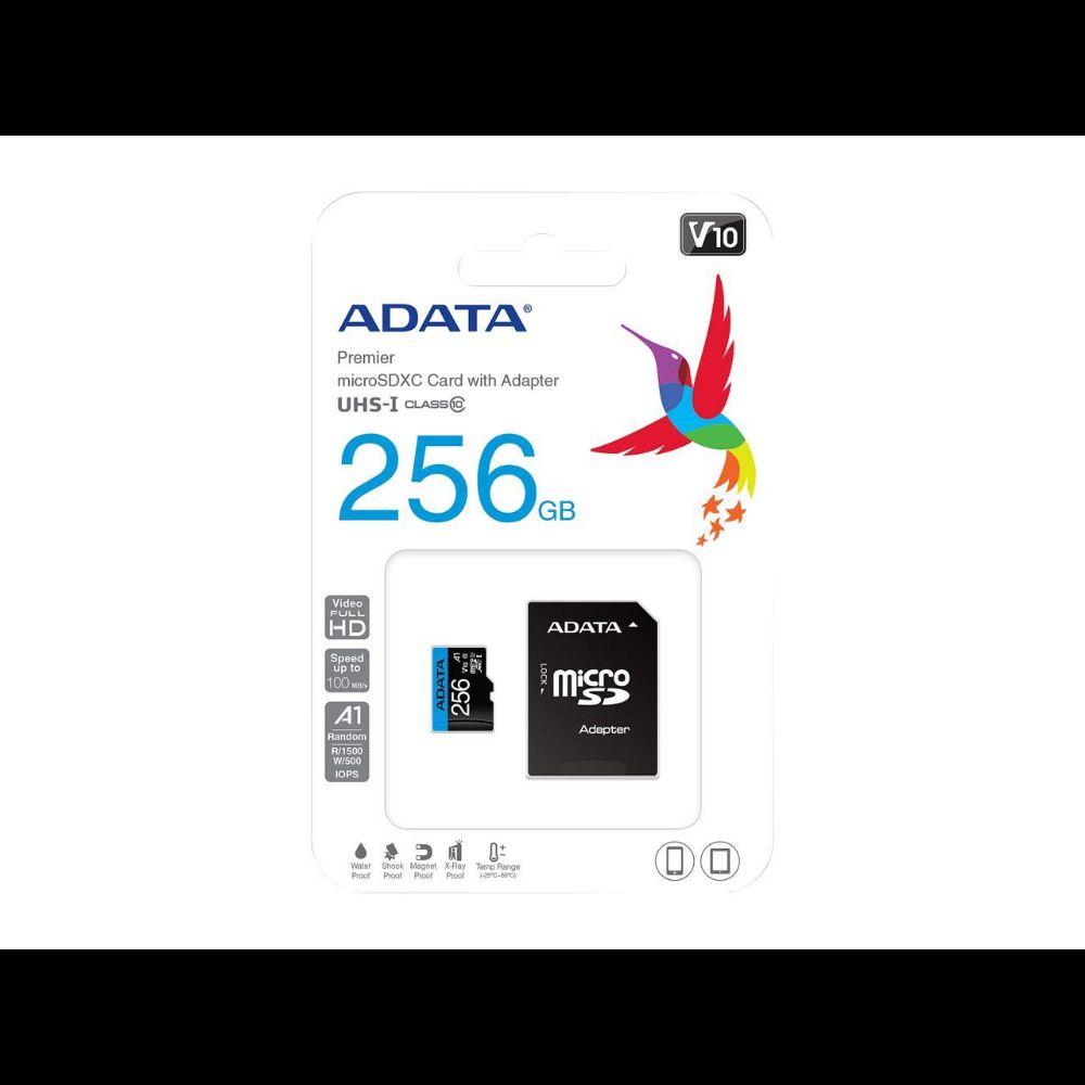 ADATA 256GB Premier microSDXC UHS-I / Class 10 V10 A1 Memory Card-Black