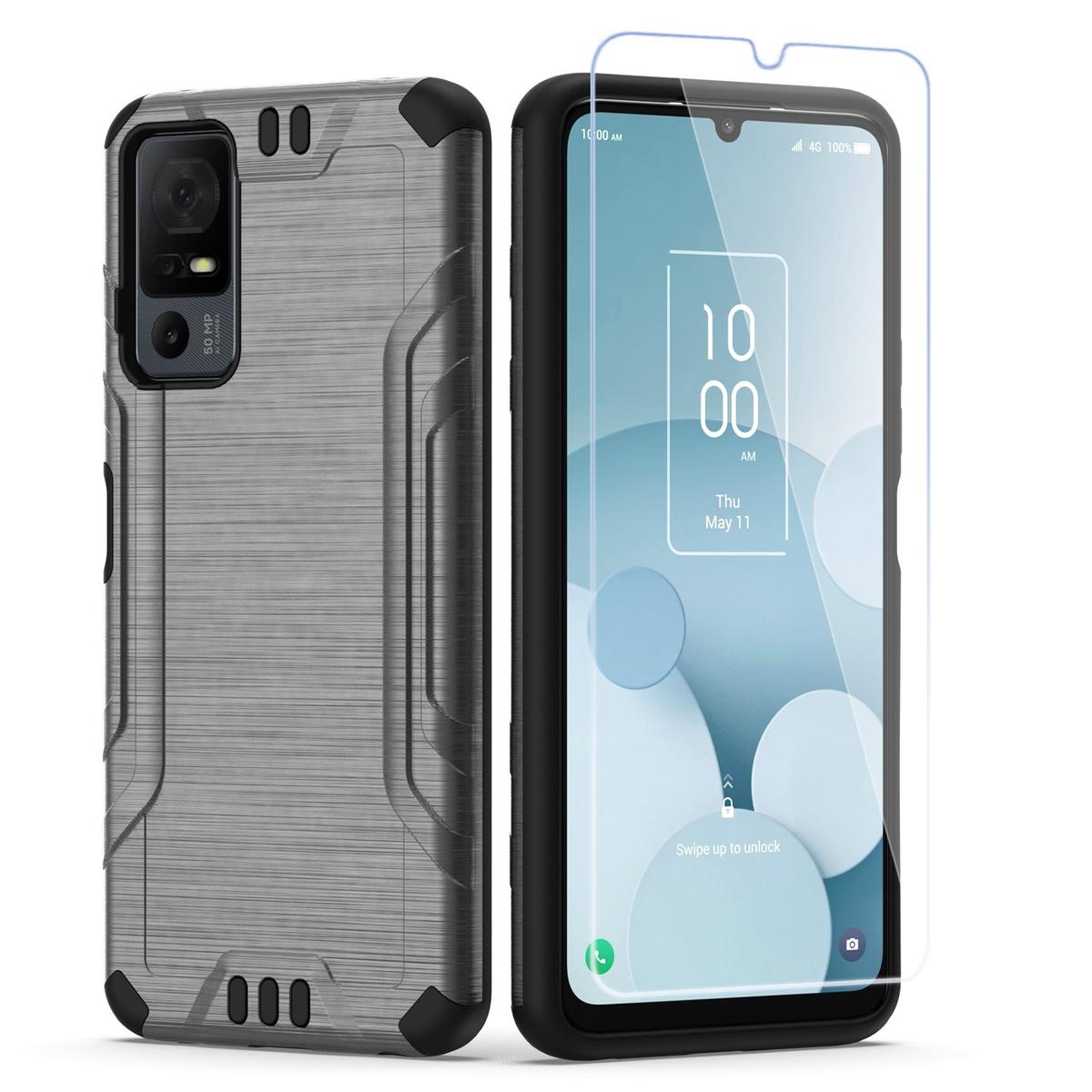 TCL 40 XL Strong Tough Metallic Hybrid Case with Tempered Glass - Grey, photo 2 of 2