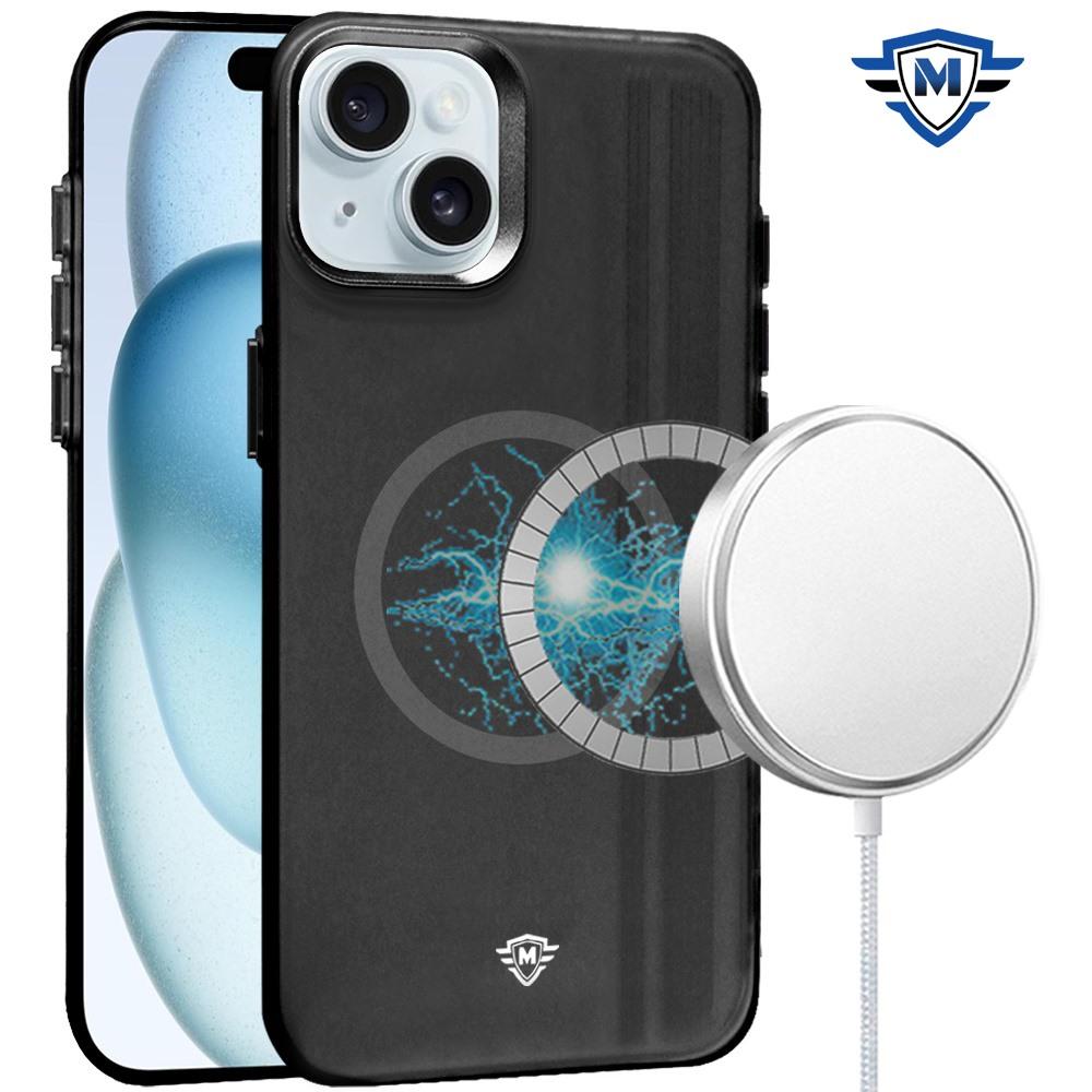 iPhone 15 METKASE Matte Finish [Magnetic Circle] Premium Raised Camera Edge Hybrid - Black
