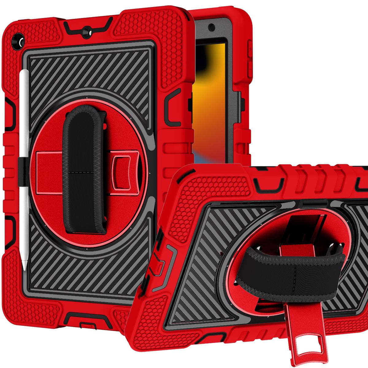 Apple iPad Air 11inch 2024 10.2 inch 3in1 Multi-Functional Tablet Case for Hand, Shoulder, Pencil & Stand - Red