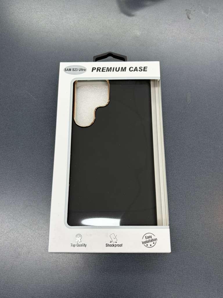 Samsung S23 Ultra Premium Case (Black with Gold Camera Accent)
