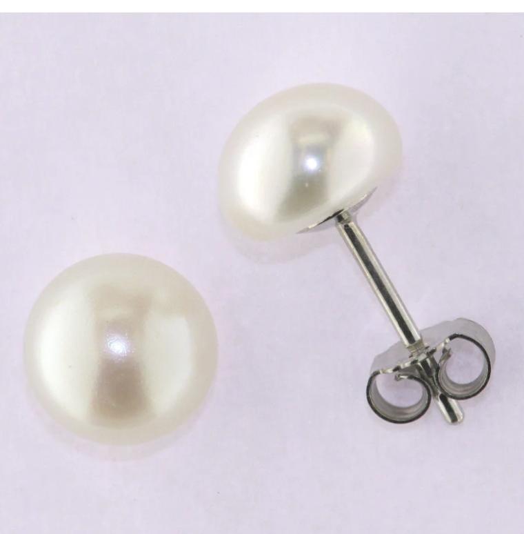 Beautiful pearl earrings, Sterling silver 925/- rhodium-plated, SW cultured pearl, 8.0-8.5mm, photo 2 of 3