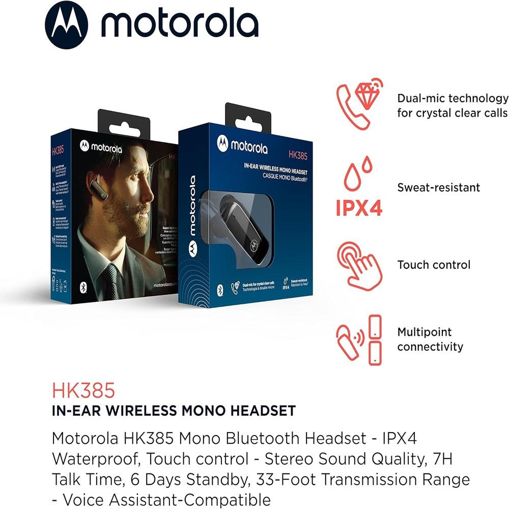 Motorola Bluetooth Earpiece HK385 in-Ear Wireless Mono Headset-black