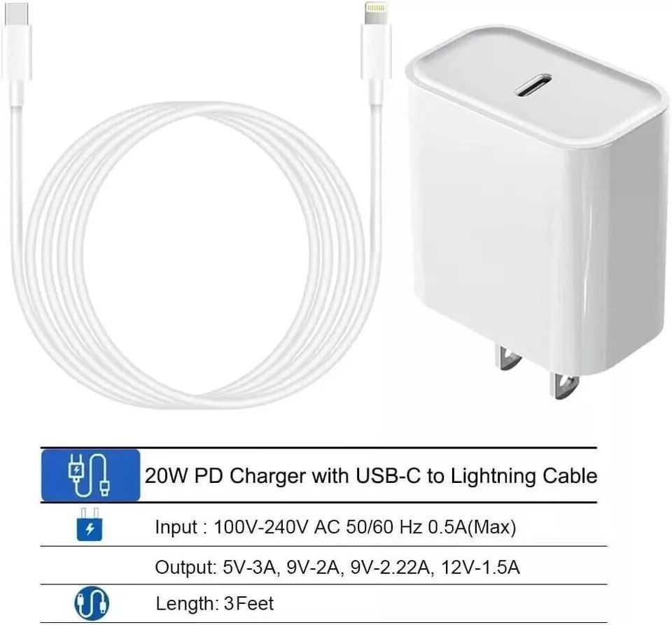 Fast USB-C Charger 20W Power Adapter 3ft Cable For iPhone 11, photo 3 of 3
