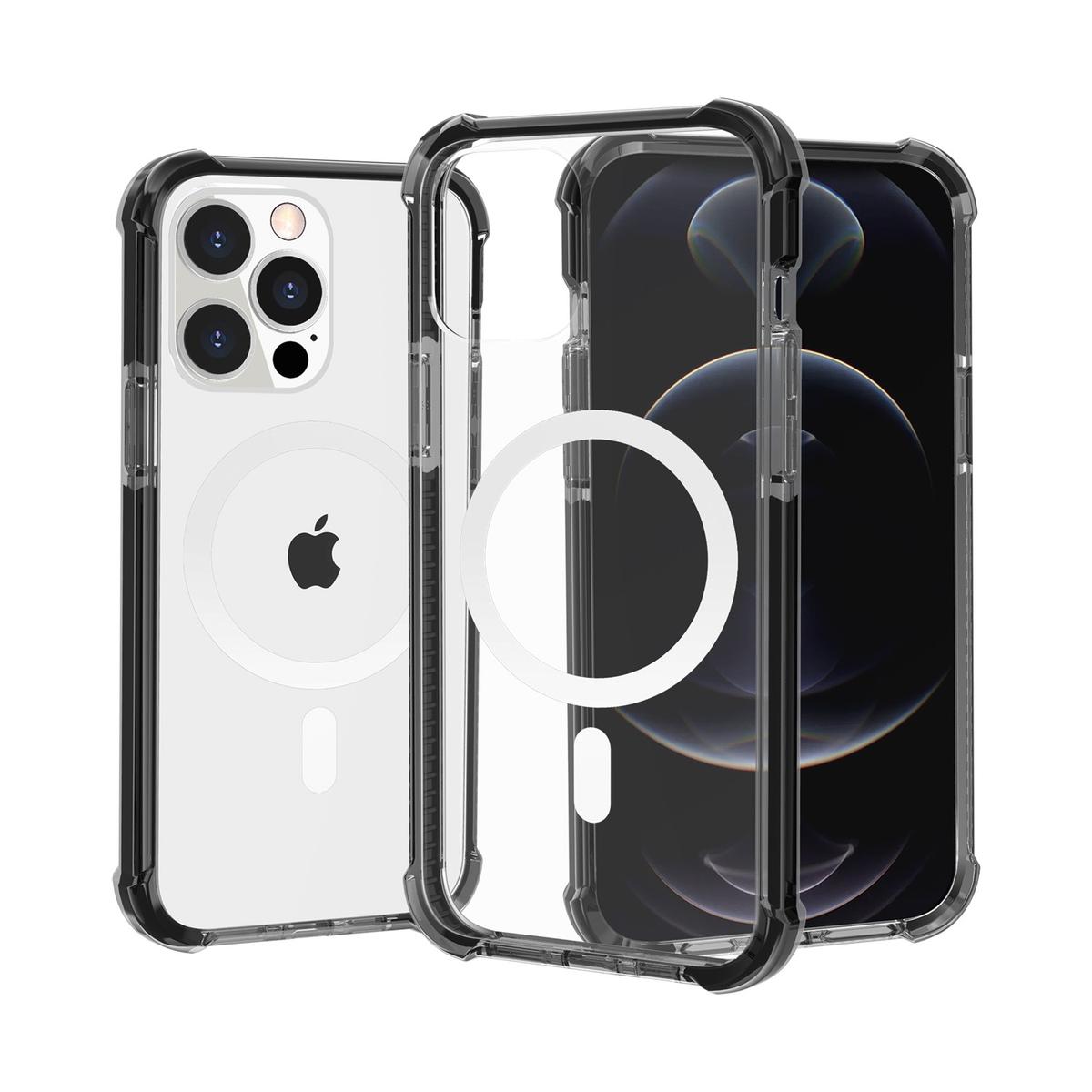 iPhone 15 Acrylic [Magnetic Circle] Tough 2.5mm Transparent ShockProof Hybrid - Black