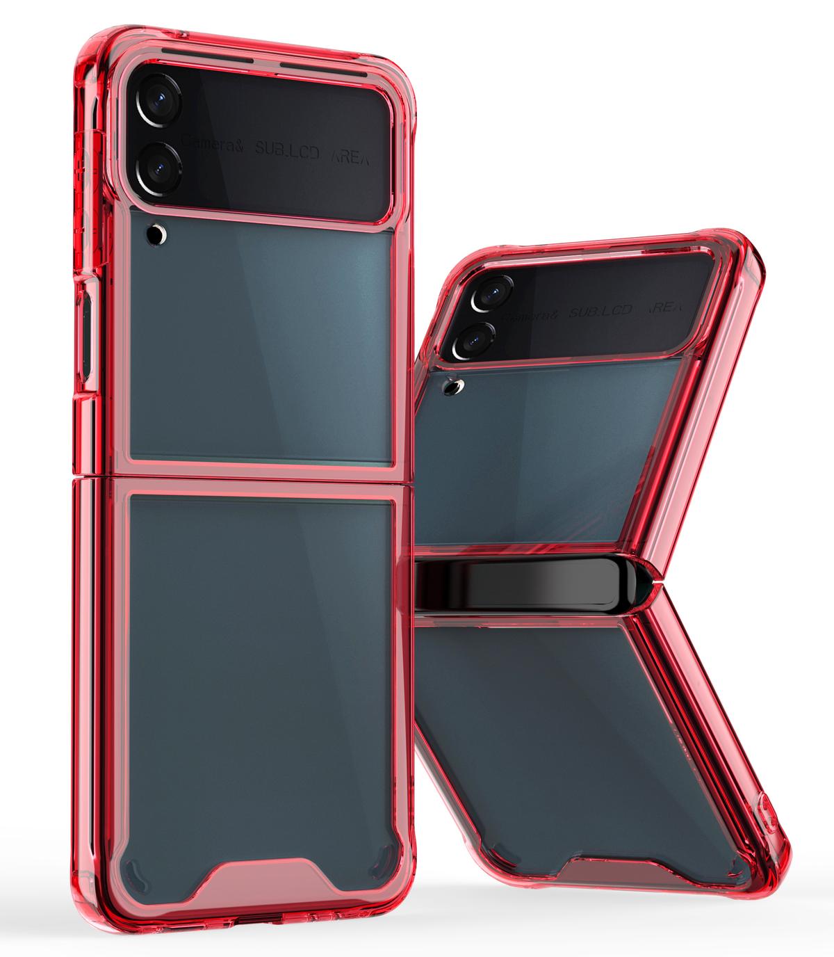 Samsung Galaxy Z Flip3 5G Flip Transparent Hybrid Shockproof Case Cover - Red, photo 3 of 4