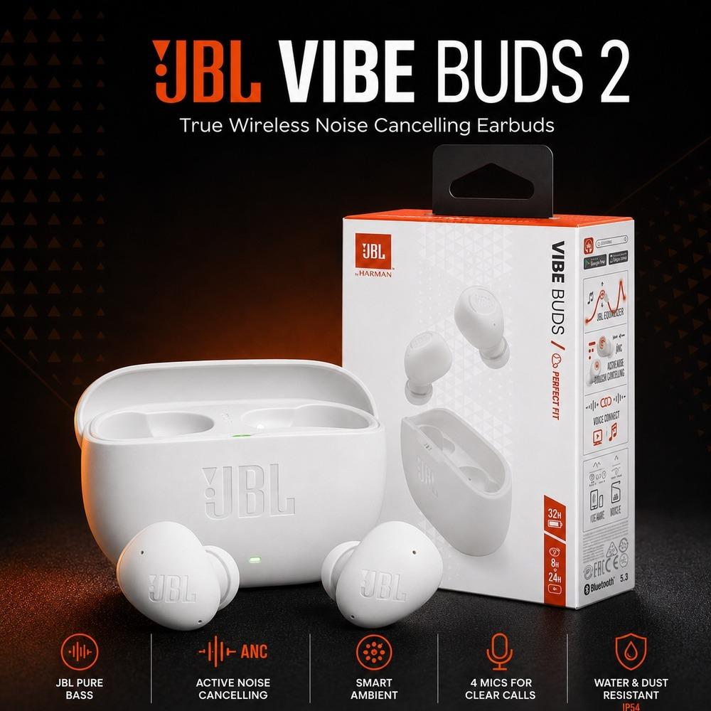 JBL Vibe Buds 2 True Wireless Bluetooth Earbuds - White