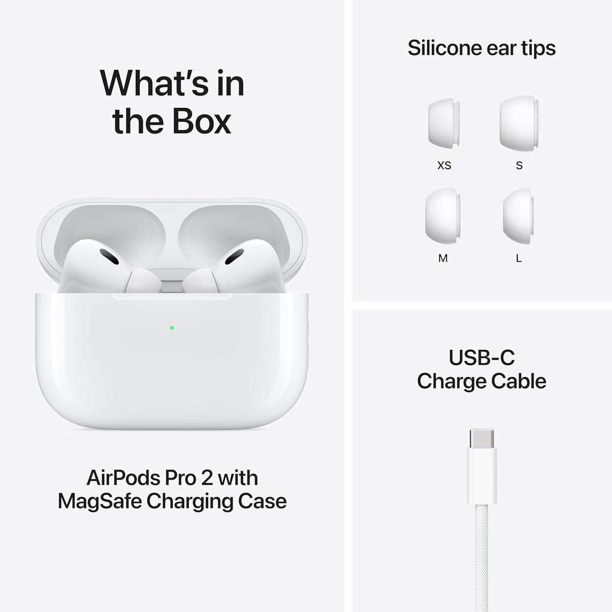 Apple AirPods Pro 2 Wireless Earbuds, Active Noise Cancellation, Hearing Aid Feature, Bluetooth Headphones, Transparency, Personalized Spatial Audio, High-Fidelity Sound, H2 Chip, USB-C Charging, photo 6 of 6