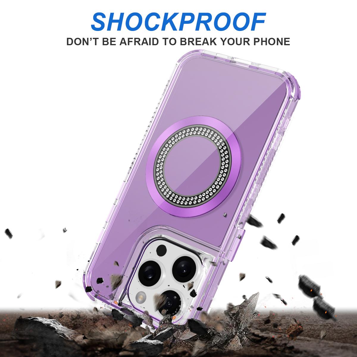 iPhone 13 Pro Max Magnetic Ring Circle Bling Chrome 3-in-1 Hybrid Case – Glamorous Grip with Full Protection, photo 4 of 7
