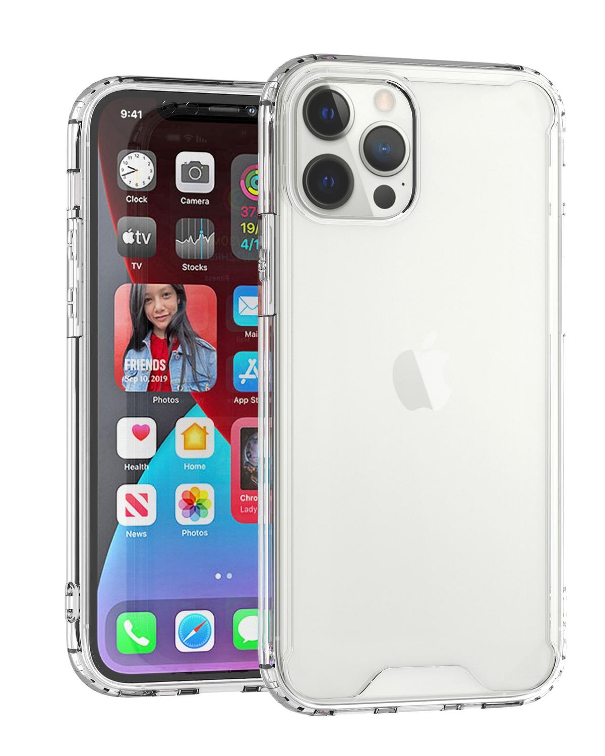 Apple iPhone 12 & iPhone 12 Pro Colored Shockproof Transparent Hybrid Hard PC + TPU Case Cover – Clear, photo 2 of 4