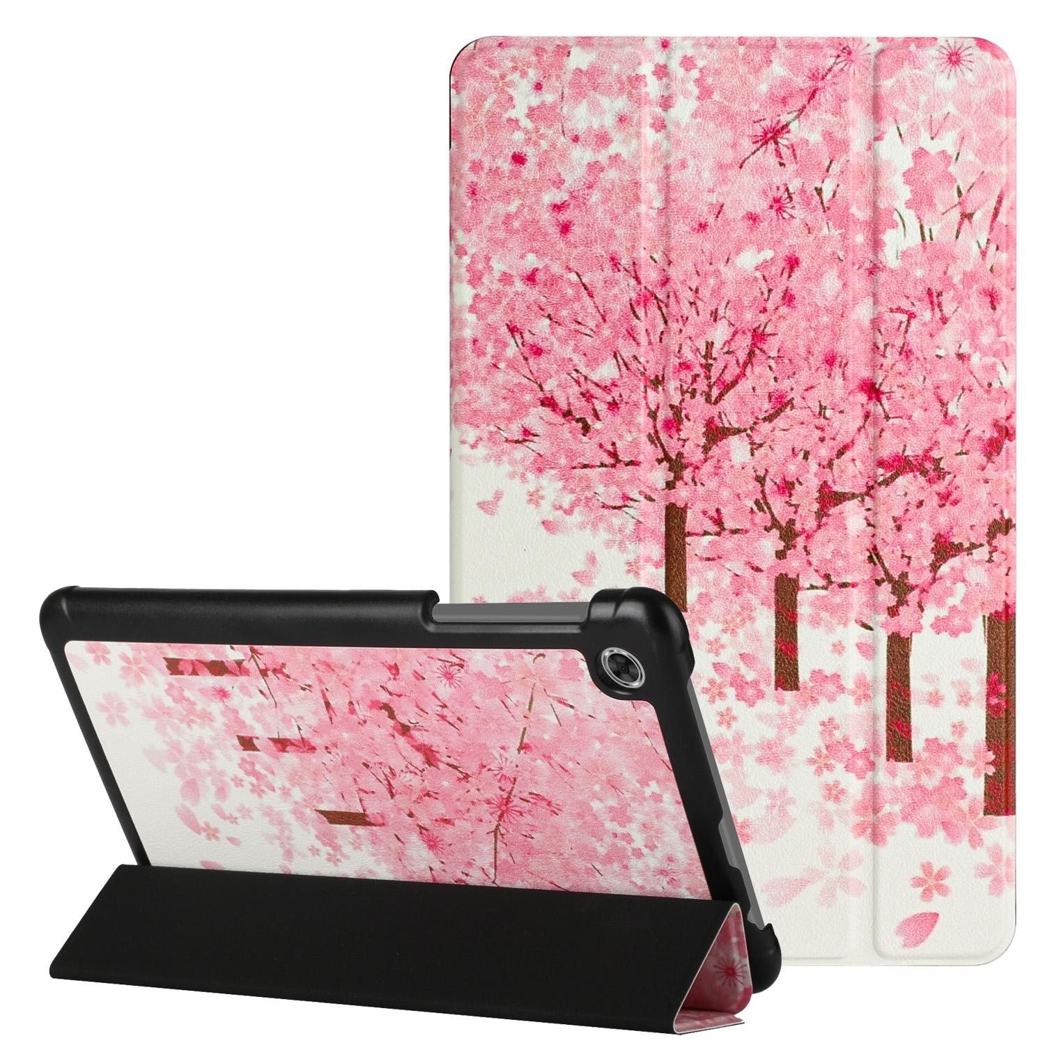 Alcatel Joy Tab 2 Trifold Magnetic Closure PU Leather Case Cover - Sakura Floral