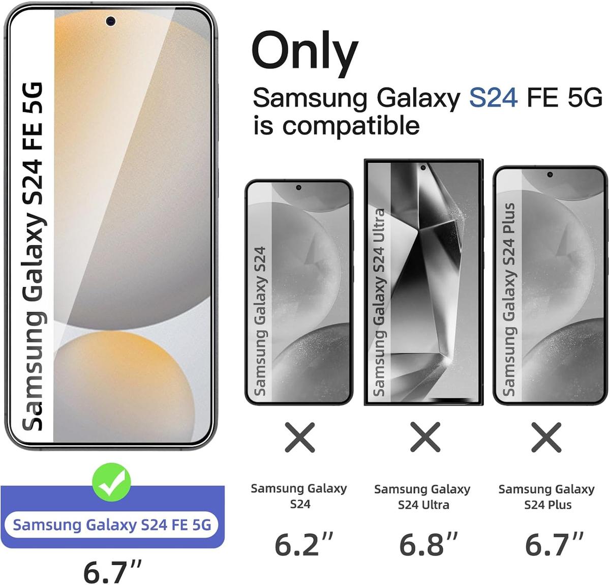 Pack of 3 Samsung Galaxy S24 FE Tempered Glass Screen Protectors – Shatterproof, Anti-Scratch & HD Clear, photo 2 of 4