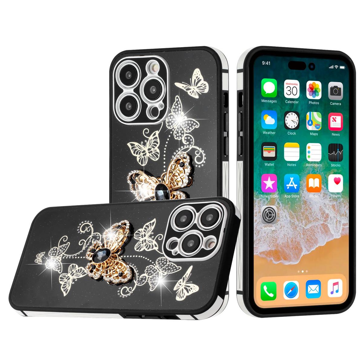 Apple iPhone 14 PRO 6.1" SPLENDID Glitter Butterfly Soft TPU Case Cover – Stylish & Flexible