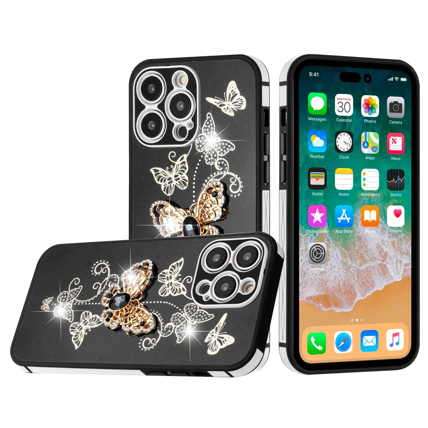 Apple iPhone 14 PRO 6.1" SPLENDID Glitter Butterfly Soft TPU Case Cover – Stylish & Flexible