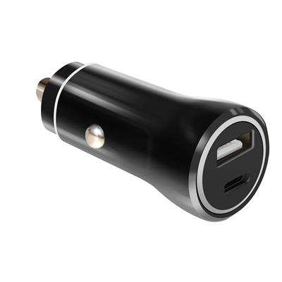 2-IN-1 18W PD Fast Type C&USB Dual Ports Car Charger + Type C to Type C Cable Cord in Black, photo 2 of 5