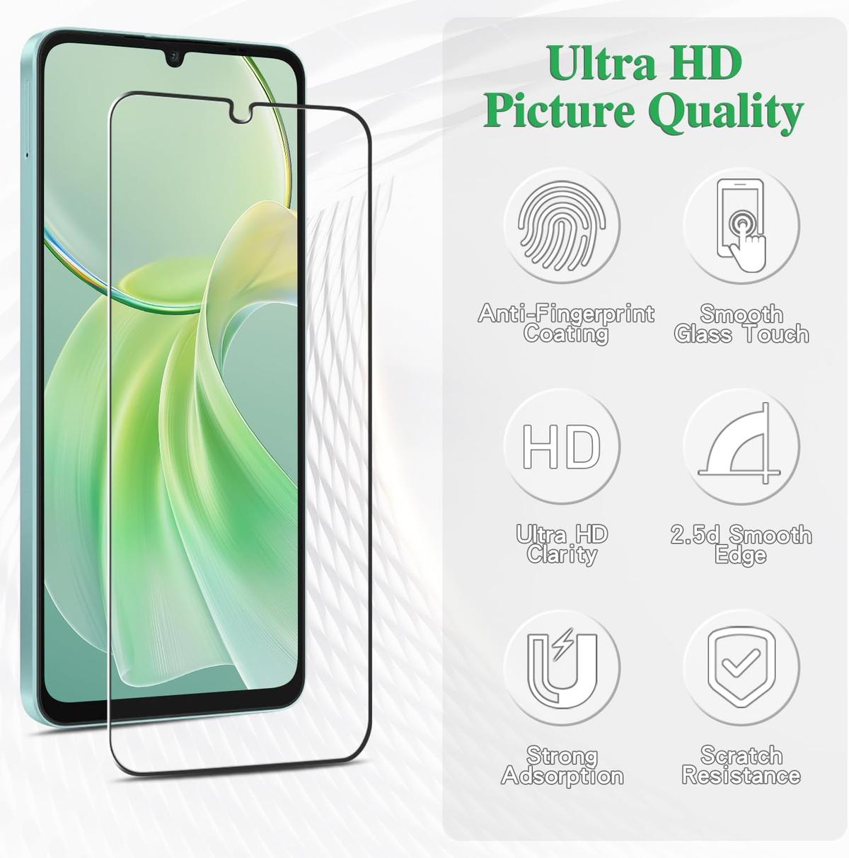 Tempered Glass Screen Protector for Samsung Galaxy A06 – Anti-Fingerprint, HD Clarity & Scratch Resistant