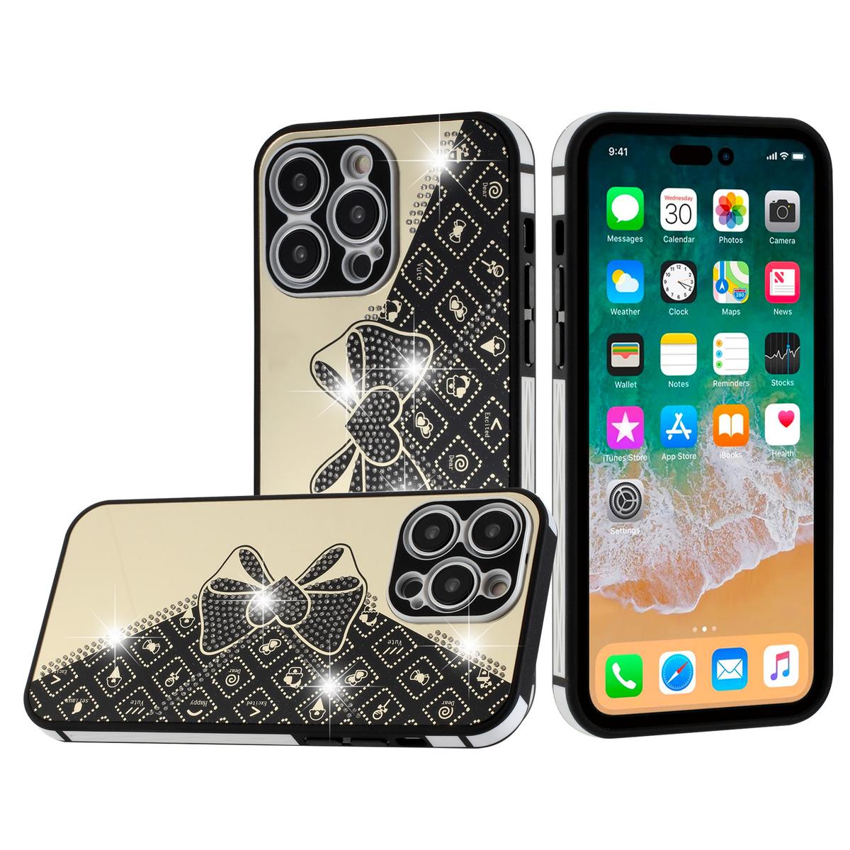 Apple iPhone 14 PRO 6.1" SPLENDID Glitter Bow Design Soft TPU Case Cover – Elegant & Sparkly