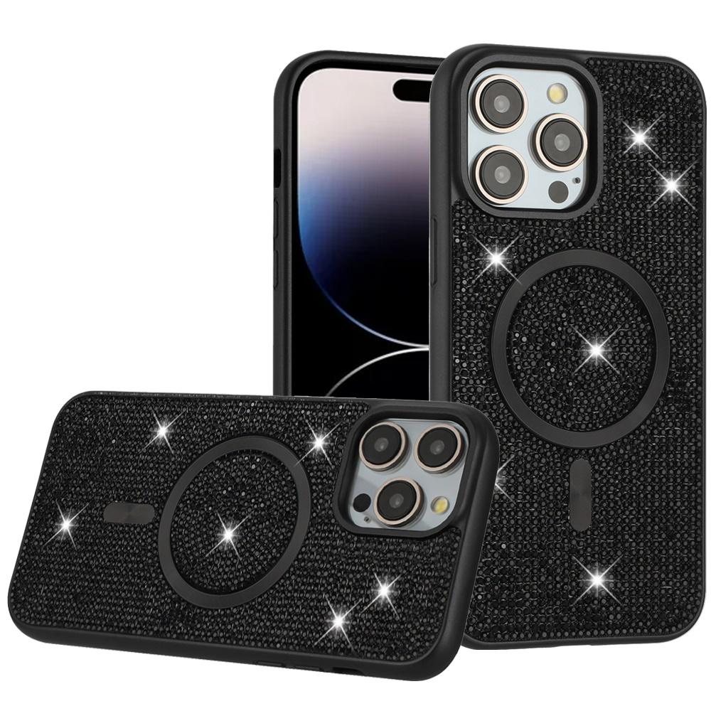 For iPhone 14 PRO MAX 6.7" Diamond [Magnetic Circle] with CD Pattern Hybrid - Black, photo 2 of 3