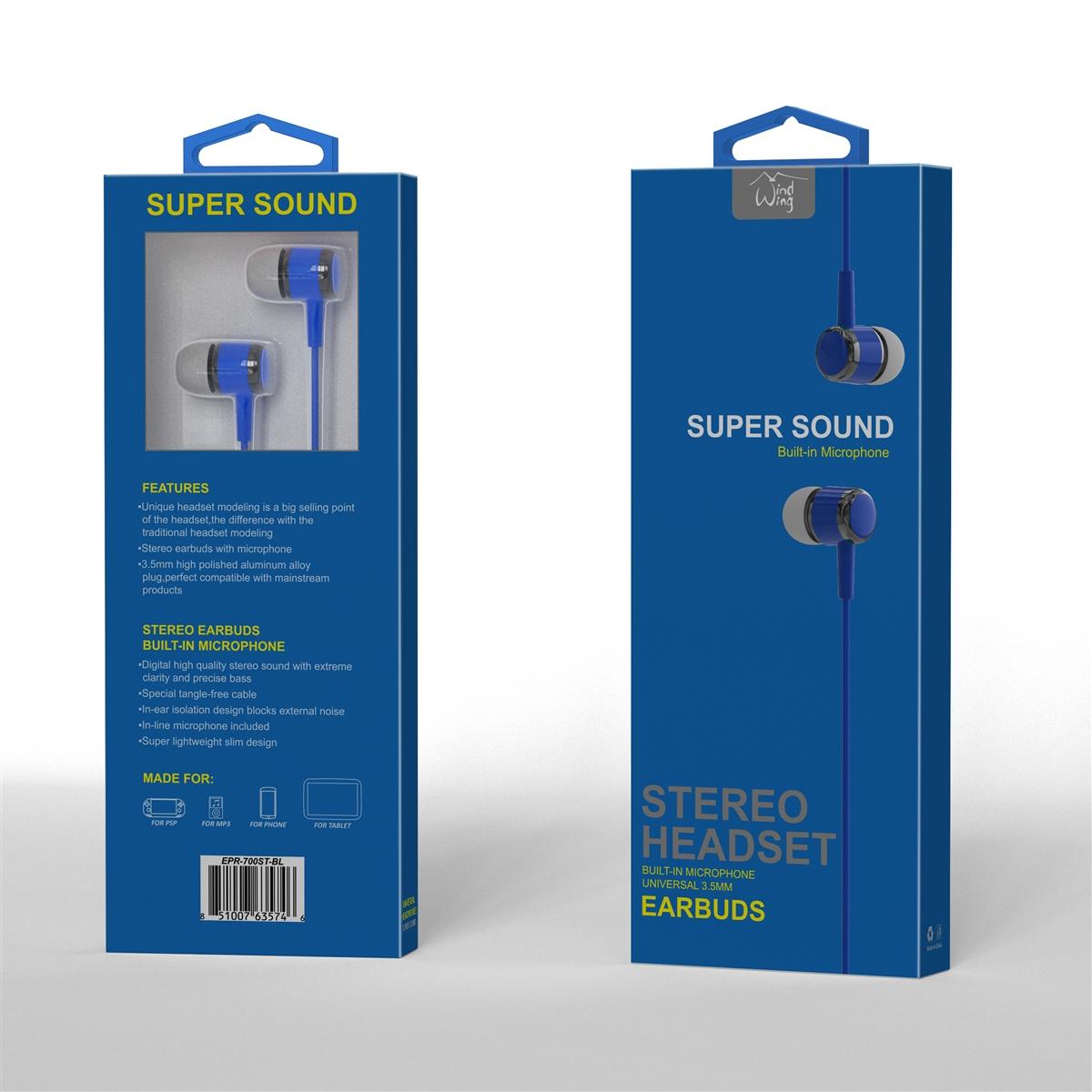 Premium Super Sound Universal Earbud 700ST - Blue
