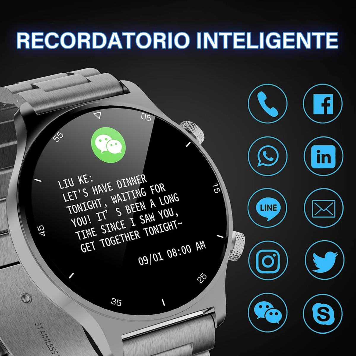 JW4 MAX Smart Watch, Full Touch Screen Smart Bracelet, Men's Smart Watch Bracelet Activity Waterproof IP67 Activity Monitor with Heart Rate and Blood Pressure, Calorie Monitor, Sports Watch (Silver), photo 4 of 6