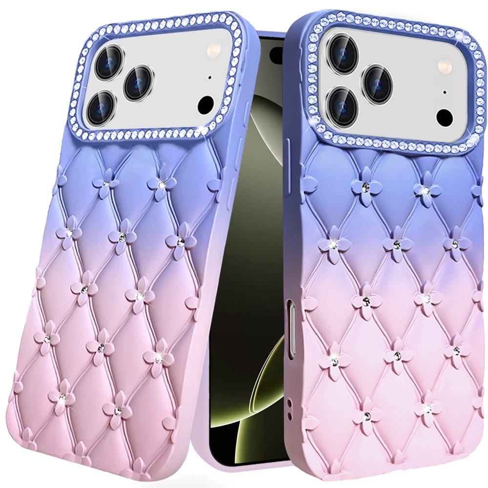 IPhone 17 Pro Cases Floral Joy Glitter Shimmer Leather Feel Thick TPU Case, photo 2 of 4