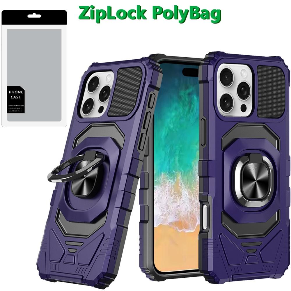 iPhone 16 Pro Max 6.9-Inch Robotic Hybrid Case – Shockproof Rugged Cover with Built-in Magnetic Ring Stand & Kickstand Function, Full-Body Protection