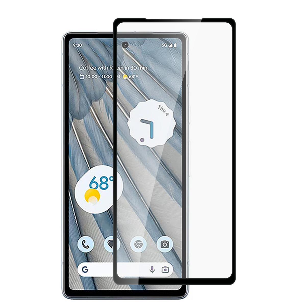 Google Pixel 7A 6.1" Bulk White Paper Card Package Black edged Tempered Glass (Black)