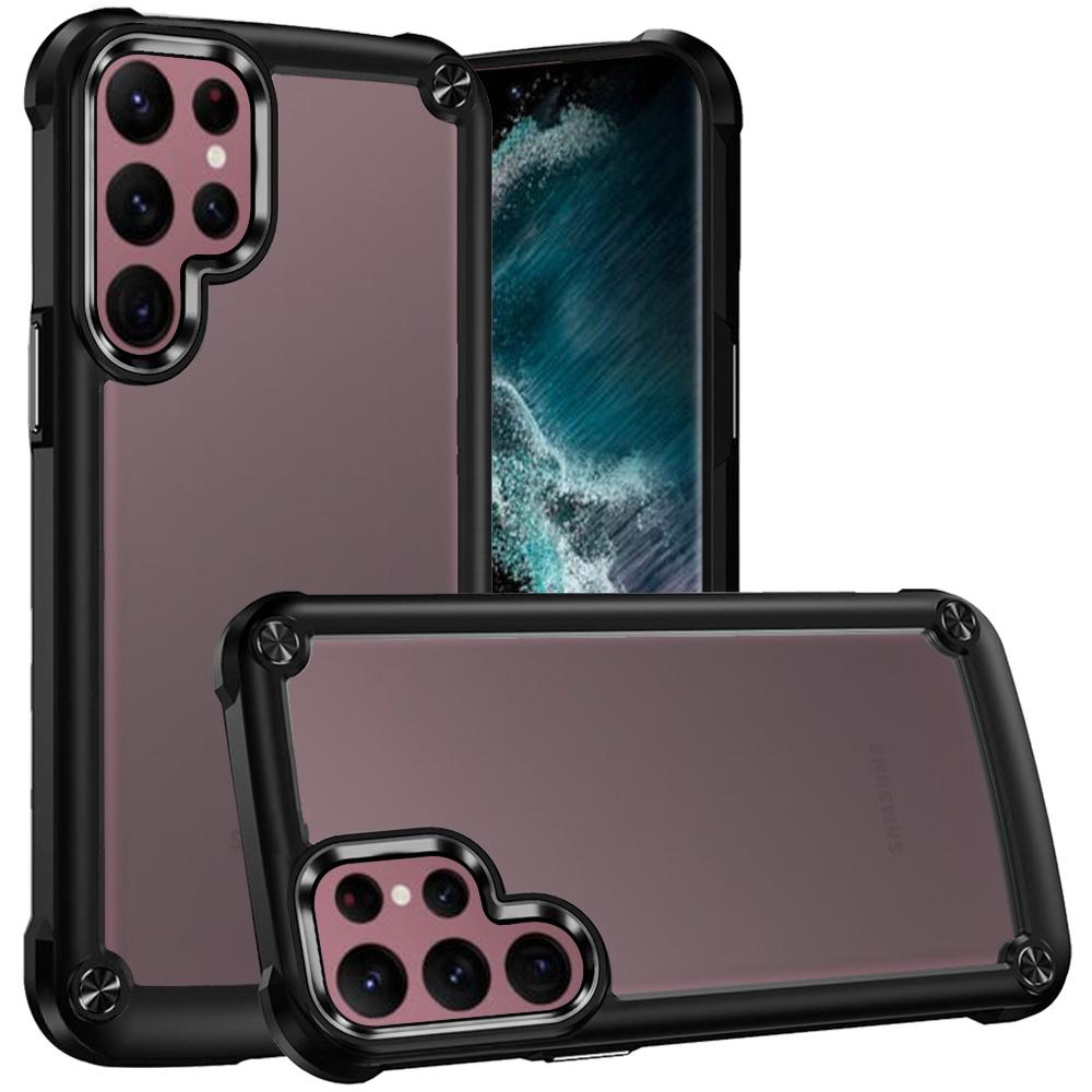 Samsung Galaxy S22 Ultra Ultimate CaseX Transparent Hybrid Case with Metal Buttons And Camera Edges - Black