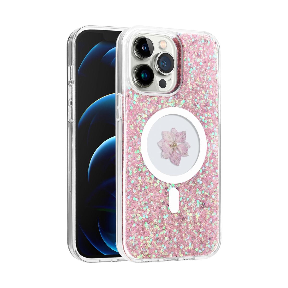 iPhone 13/14 Magnetic Ring Circle Real Flower Epoxy Glitter Hybrid Case – Floral Elegance Meets Functional Grip, photo 12 of 15