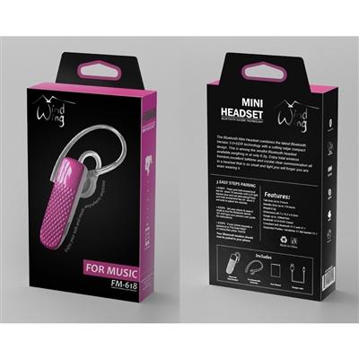 In Ear Mono Bluetooth Earpieces with Microphone and Music 618M in Pink, photo 7 of 7