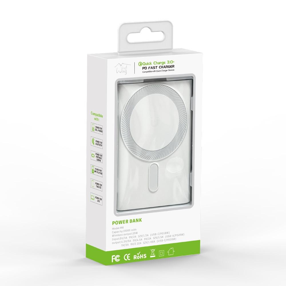 Portable Power Bank with Strong Magnetic Absorption of Wireless Charging with Ring Holder- 15000mAh