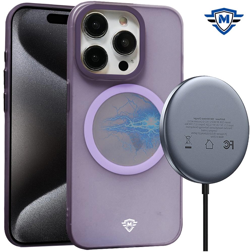 iPhone 15 METKASE Premium Chrome Edged Camera [Magnetic Circle] Shockproof Hybrid - Purple
