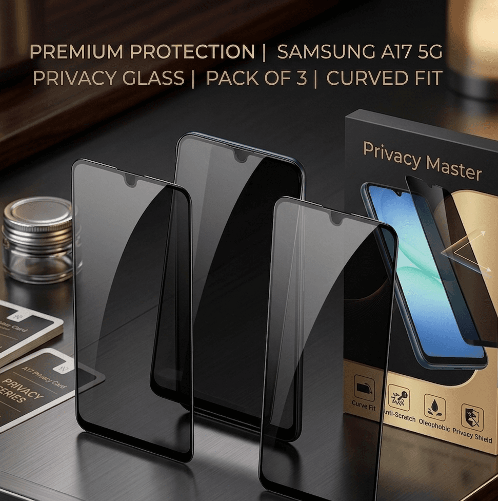 Samsung A17 5G Privacy Tempered Glass (Pack Of Three) Anti Spy And Anti Scratch
