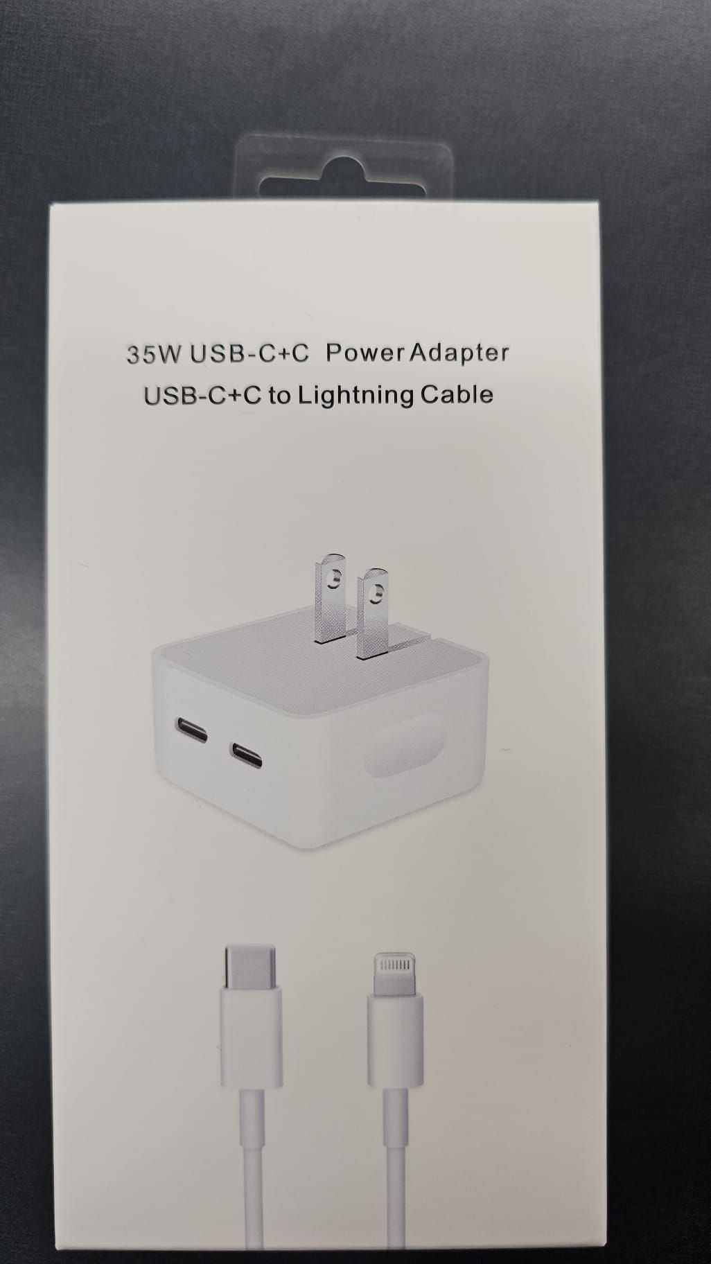 PD 35W Dual USB C Fast Charger Power Adapter Type C Cable For iPhone 14/13/12/11