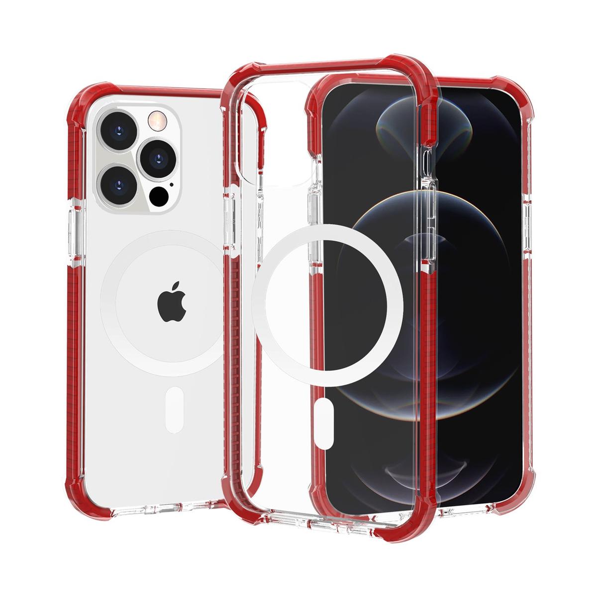 iPhone 15 Acrylic [Magnetic Circle] Tough 2.5mm Transparent ShockProof Hybrid - Red