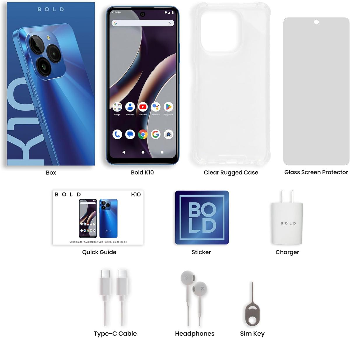 BOLD K10 Smartphone (128GB ROM / 12GB RAM - 4GB + 8GB Xtra RAM) Unlocked - Brand New - 1 Year Warranty, photo 3 of 7