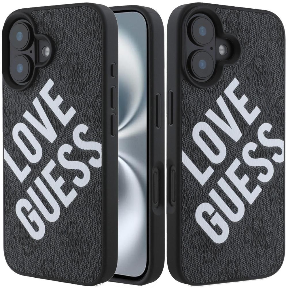 GUESS BIG LOVE 4G MagSafe Case for iPhone 16 – Black Elegance with Iconic Logo