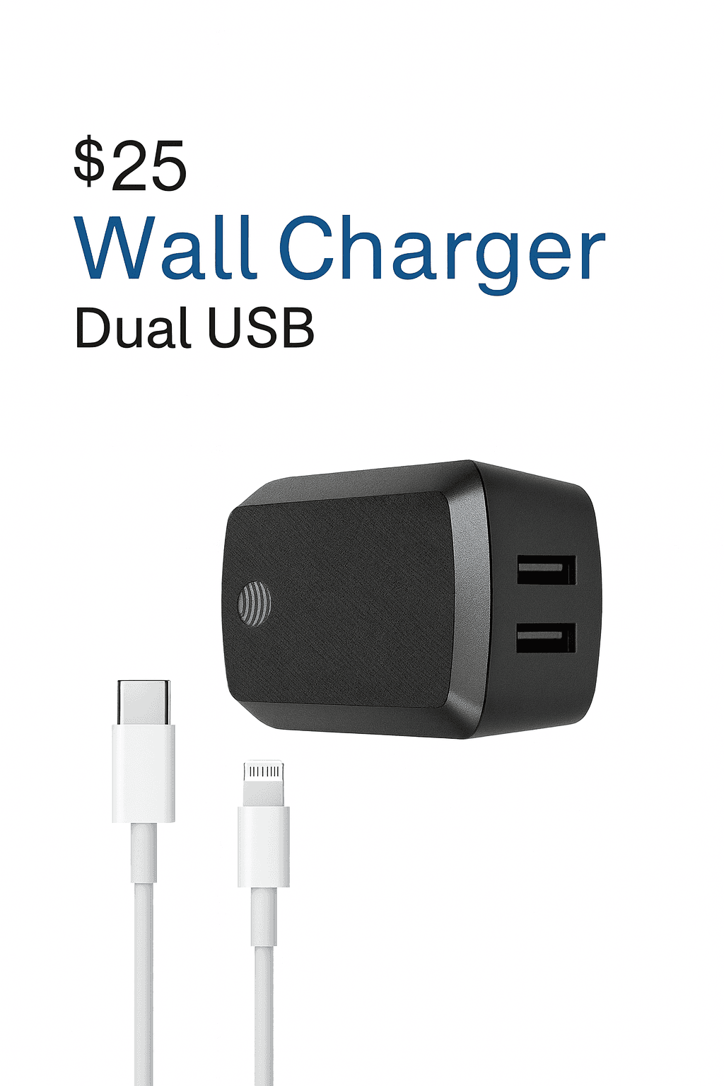AT&T Dual USB Wall Charger (Black), photo 2 of 3