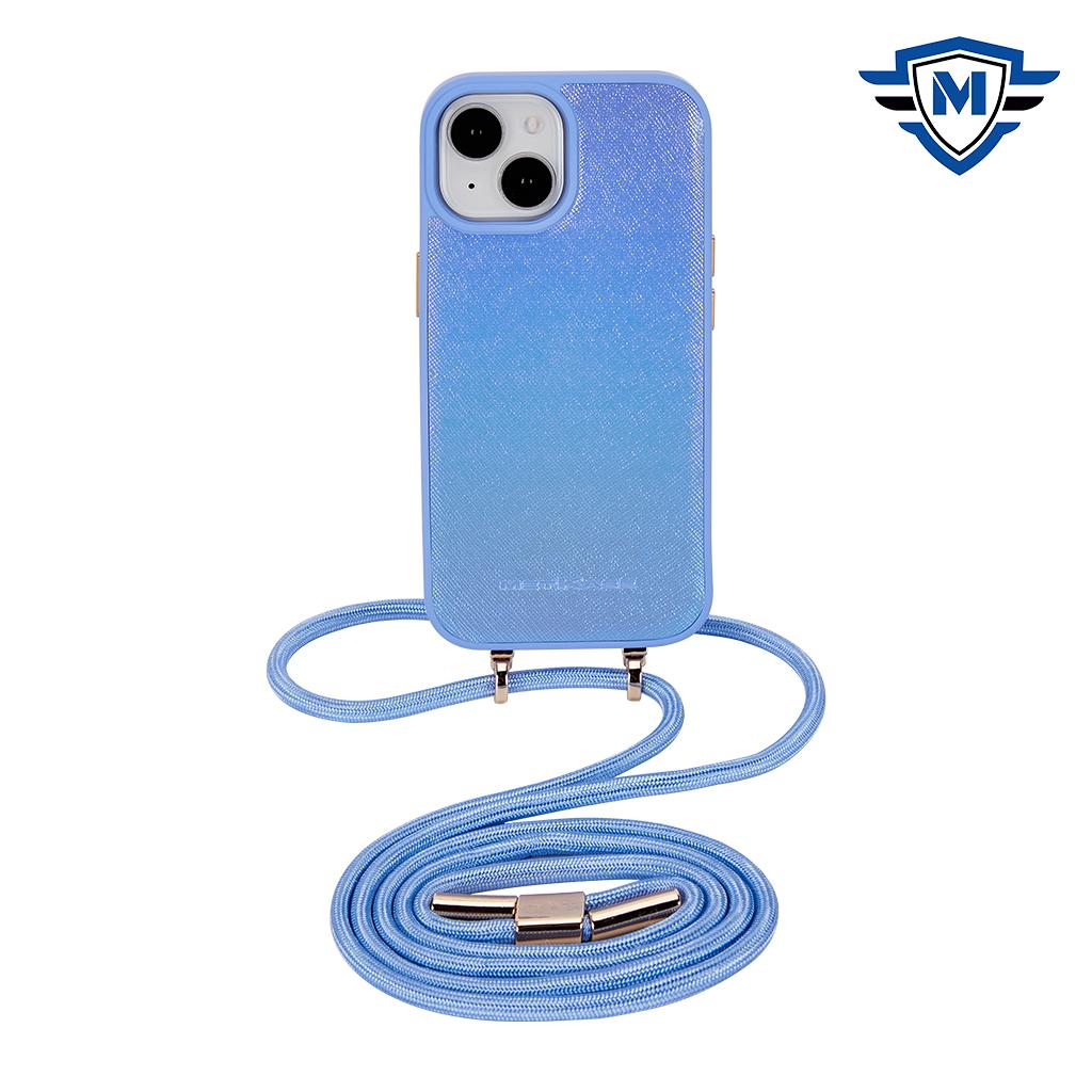 iPhone 15 METKASE (Magnetic) Premium Two-Tone PU Leather Hybrid Case with Lanyard & MagSafe Support