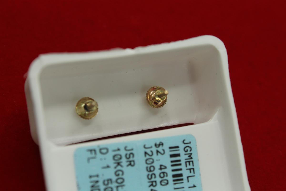 10K Gold With VVS Moissanite Flower Earrings -Screw Back, photo 4 of 4